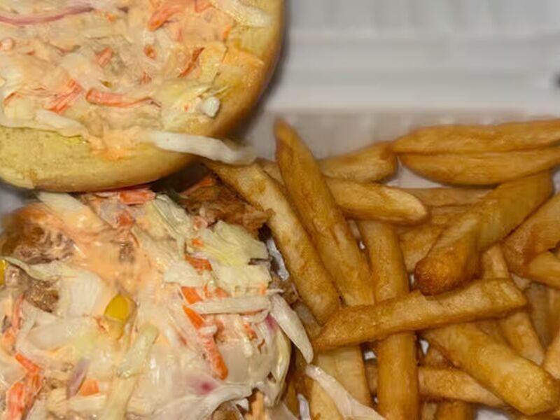 Chicken Burger with French Fries
